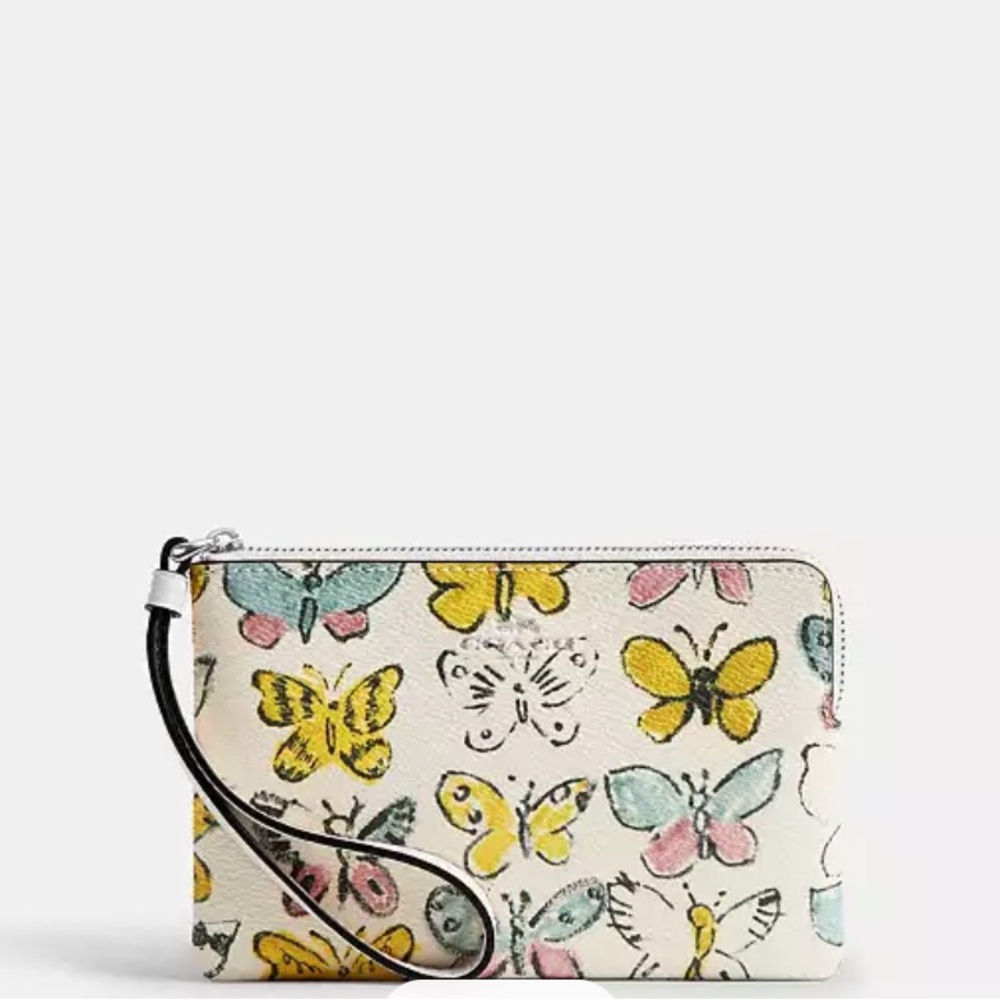 Butterfly Print Wristlet Clutch
